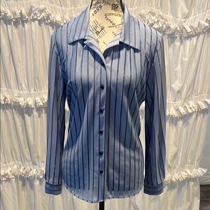 Blue Striped Button-Up Shirt